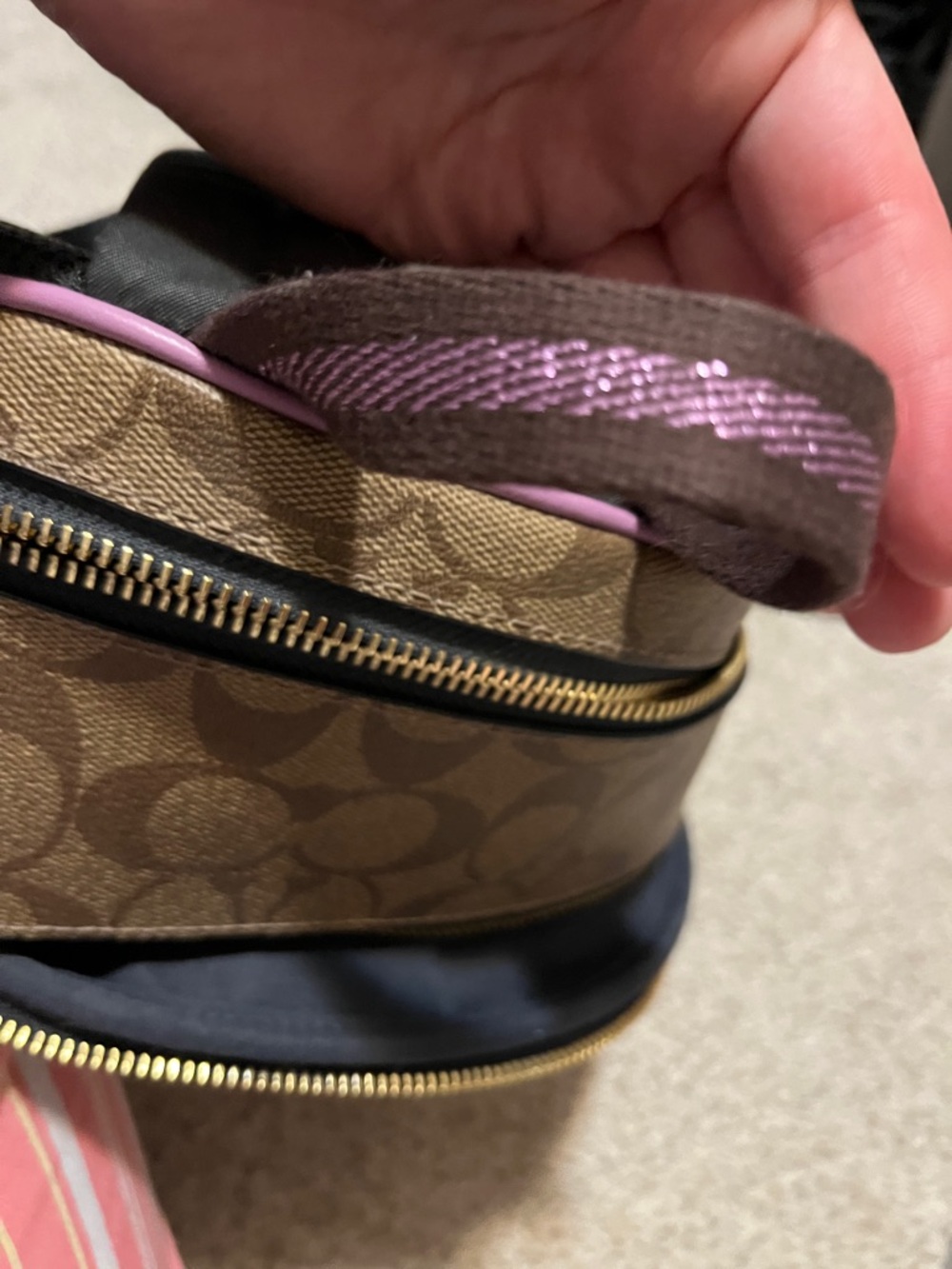 Coach Floral Signature Court Backpack - Brown/Purple/Navy - Picture 14 of 14